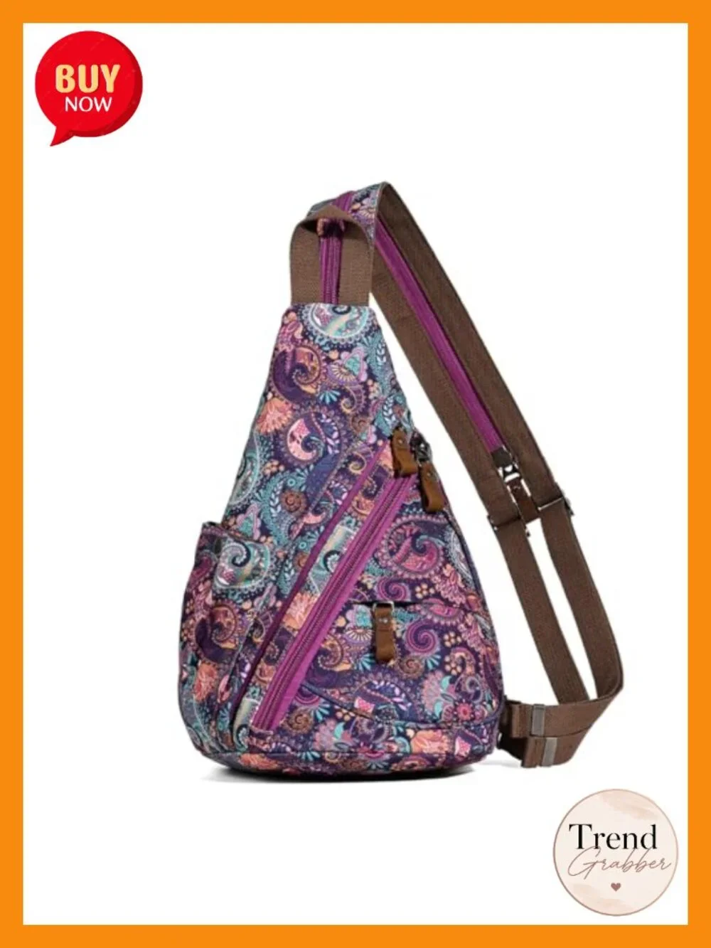 Canvas Sling Bag Crossbody Backpack Casual Daypack Rucksack Adjustable Straps